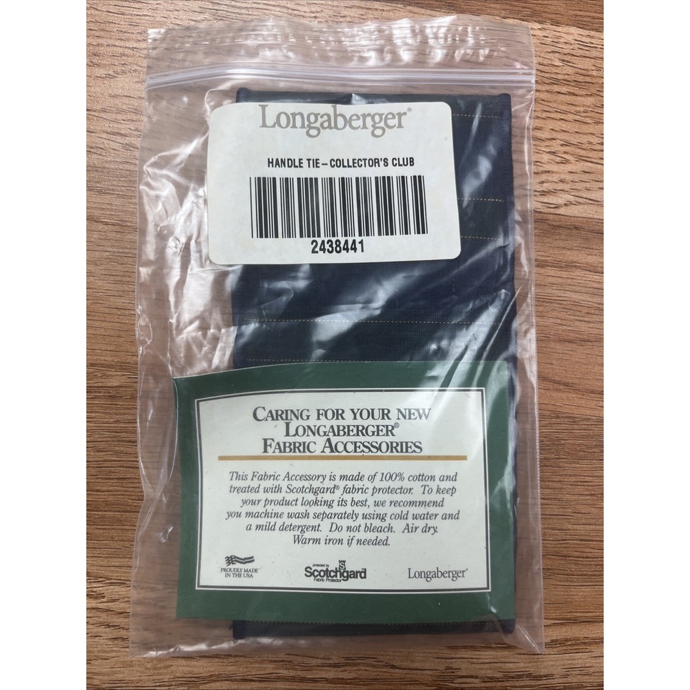 Longaberger Handle Tie Collector's Club 2438441 Green/Navy Stripe NEW